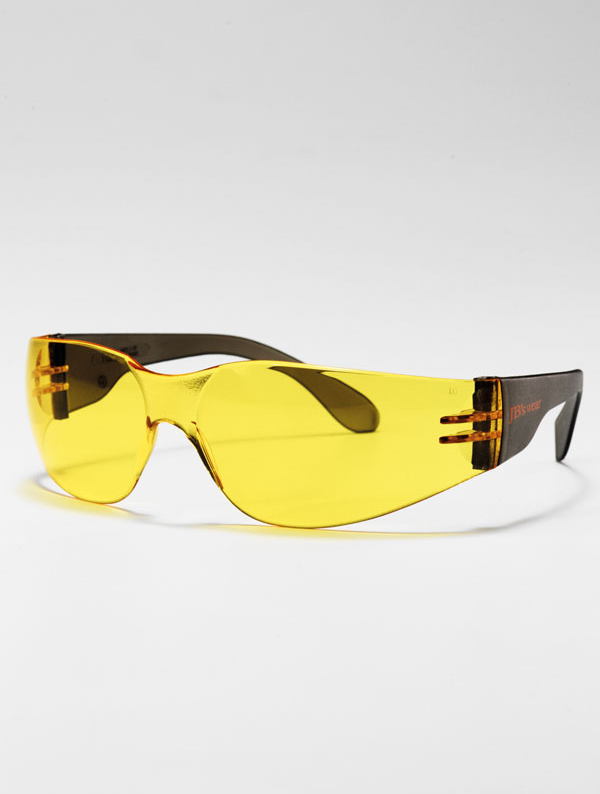 Orange tinted safety glasses.