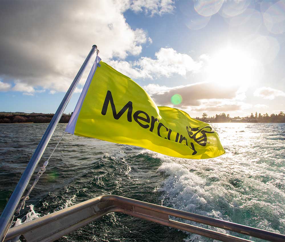 Mercury flag on Coastguard Lake Taupo boat