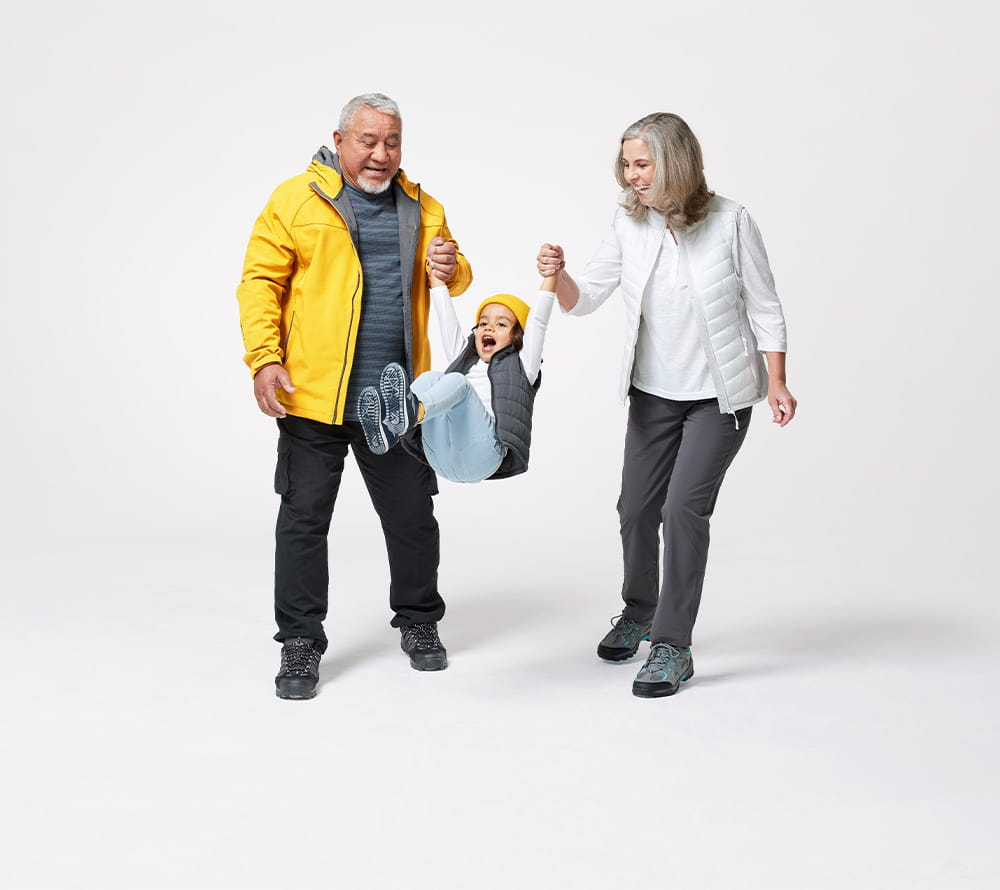 Child playing with grandparents
