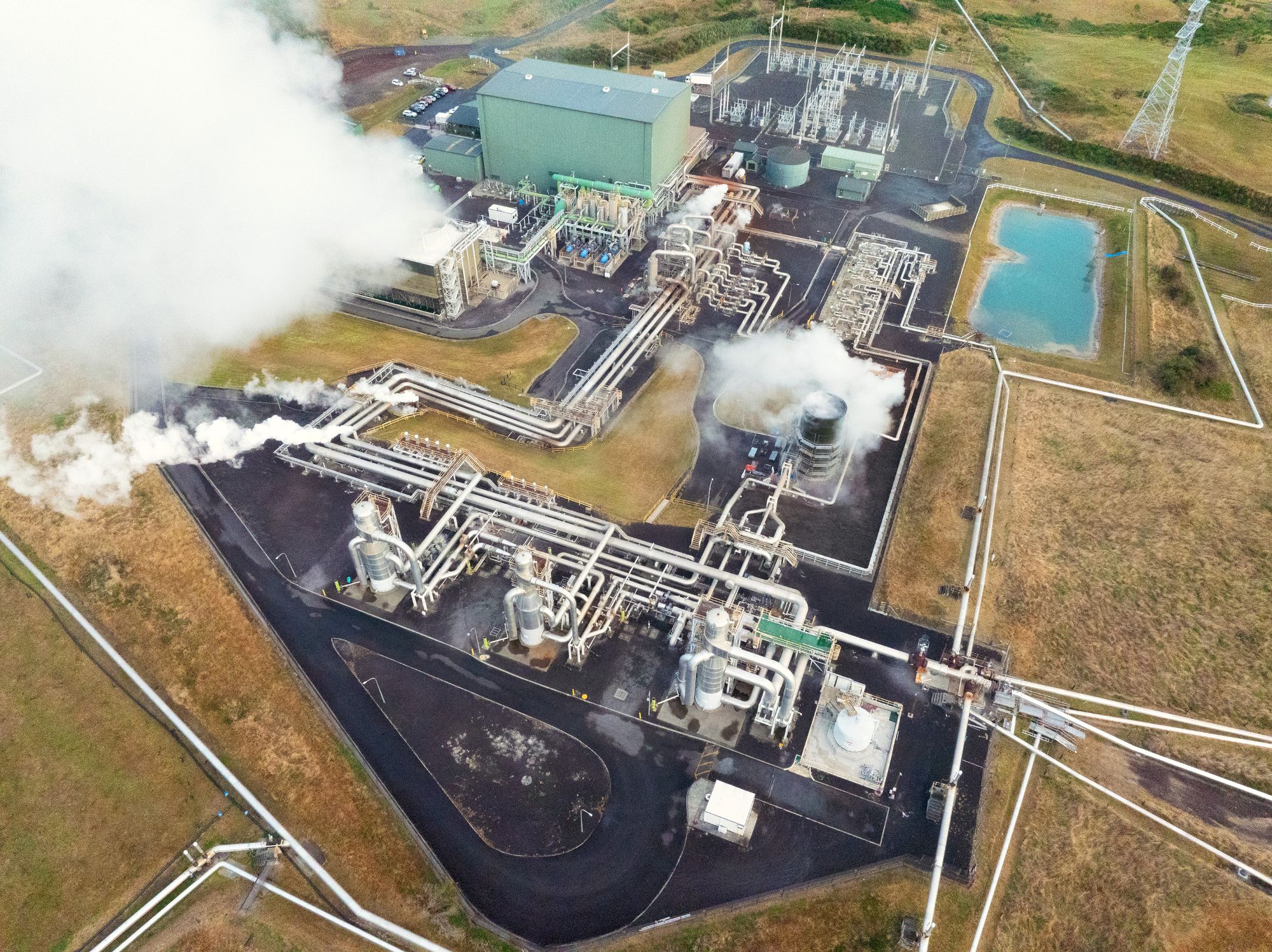 Aerial photo of Nga Awa Purua geothermal power station