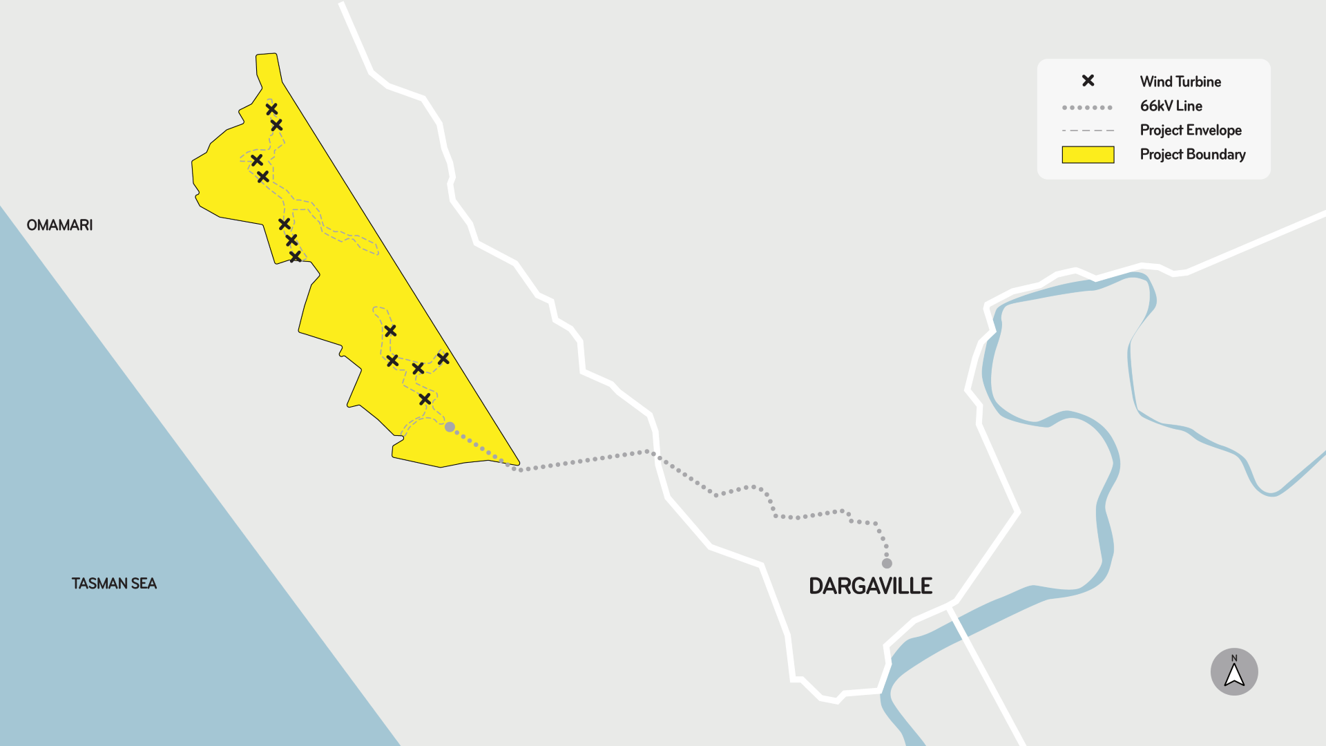 Mercury Kaiwaikawe Wind Farm Map