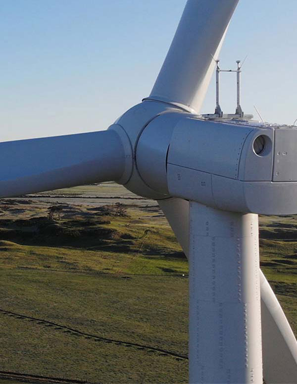 A wind turbine at Mercury's Waipipi Wind Farm