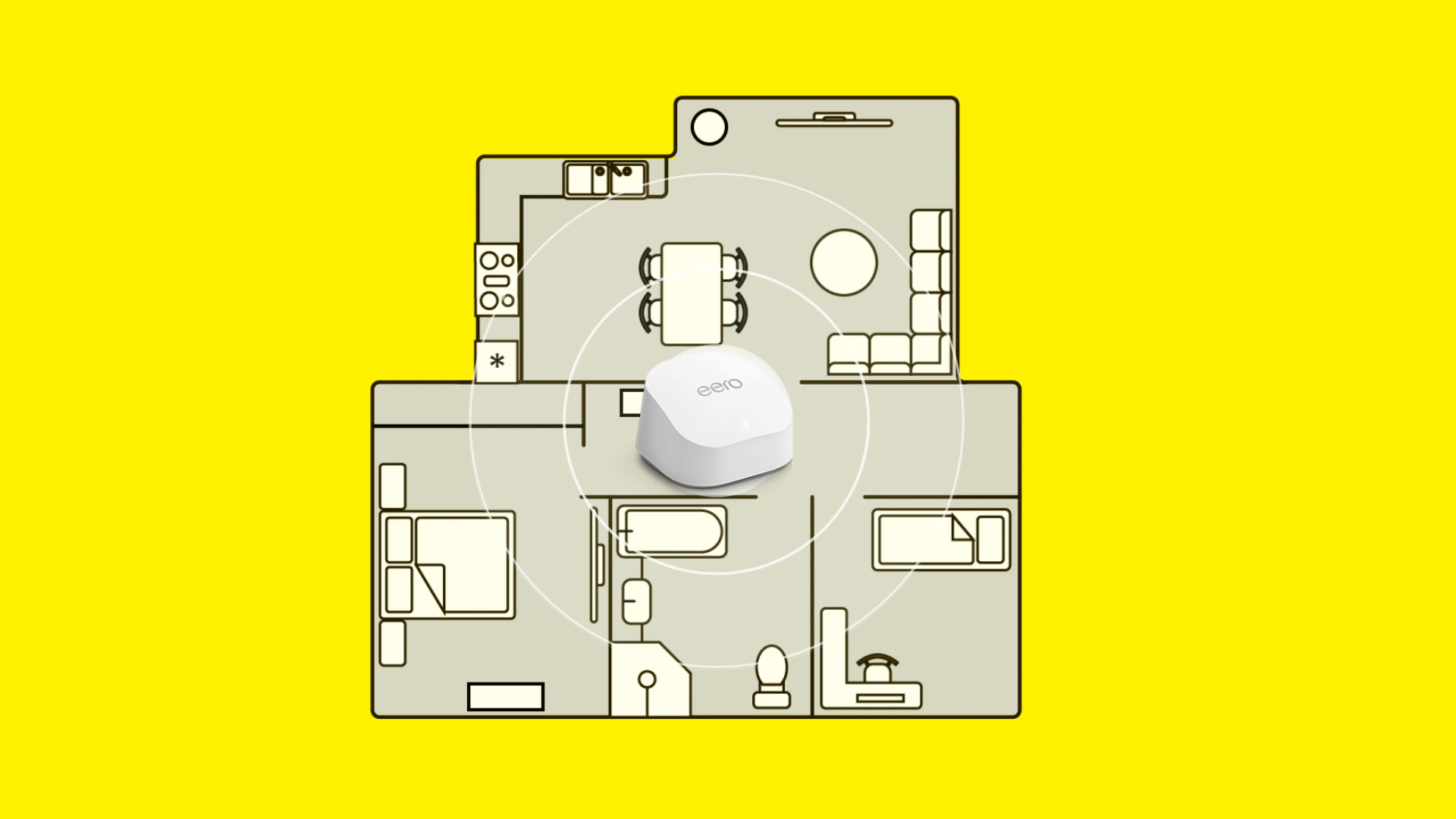 Router in the centre of house floor plan