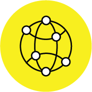A yellow icon representing a worldwide network.