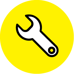 Yellow icon of a spanner.
