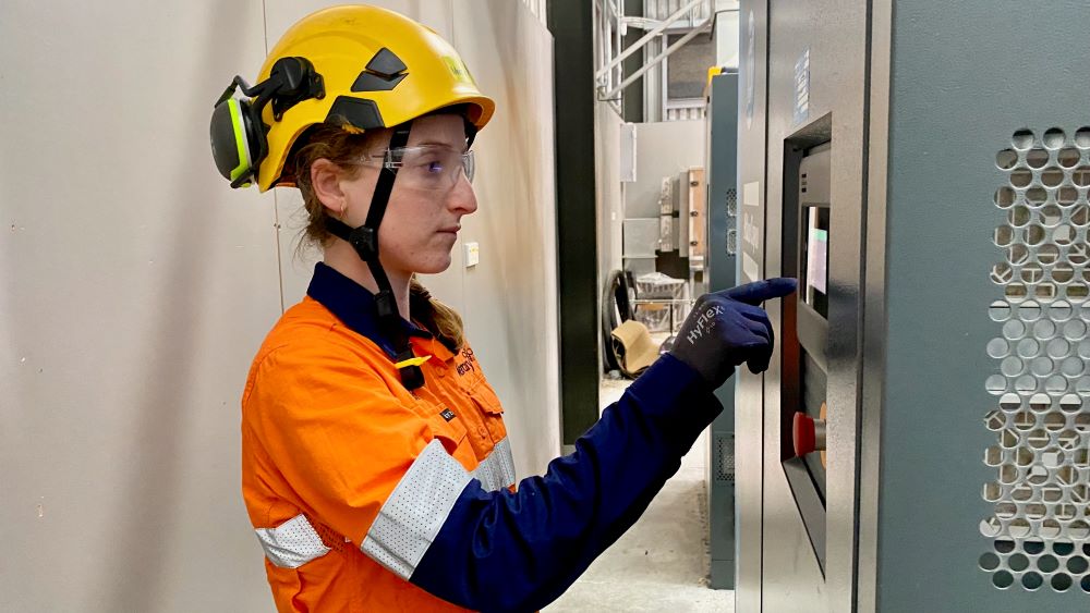 Lexi Richards with a touch-screen