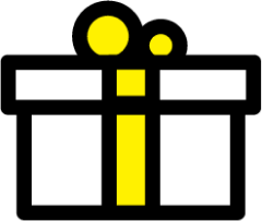 Present with a yellow ribbon.